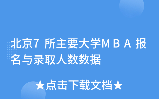 ����7����Ҫ��ѧMBA������¼ȡ��������