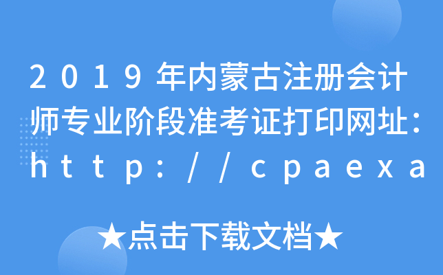 2019�����ɹ�ע����ʦרҵ�׶�׼��֤��ӡ��ַ��http://cpaexam.cicpa.org.cn/